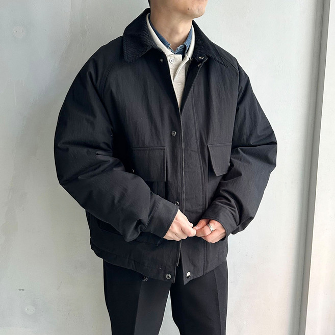 라운지21 남자 오버핏 골덴 카라 패딩 야상 점퍼