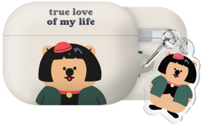 쿼카 미스터앤걸 에어팟 프로2 하드 케이스 +아크릴 키링 세트, 크림걸, AirPodsPro(2세대)