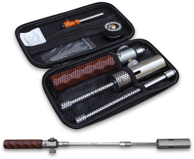 빈슨메시프 3단 토치 휴대용 롱 조립식 요리용 캠핑 부탄 가스토치 전용 하드케이스 포함, 포터블 롱 조립식 토치, 1개, 실버