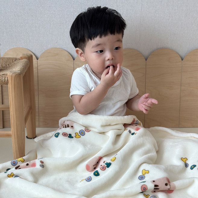 돗투돗 코지 밍크 극세사 아기 블랭킷 겨울 담요, 돗람이(아이보리)