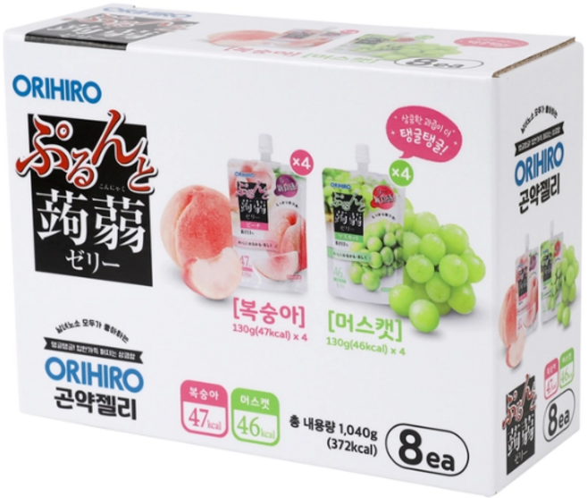 오리히로 푸룬토 곤약 젤리 스탠딩타입 복숭아, 1개, 1.04kg