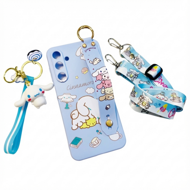 갤럭시A16 귀여운 시나모롤 블루 스트랩 거치대 목걸이 초등폰 공부폰 무너에디션 케이스