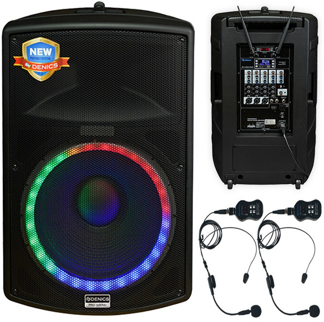 데닉스 DY-1560W Plus 충전식앰프 이동식 공연용 선거용앰프 500W, 헤드셋+헤드셋