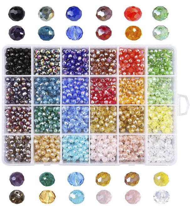 [루앤블리] 24색 크리스탈 비즈 6mm 론델컷 비드 DIY 1200PCS