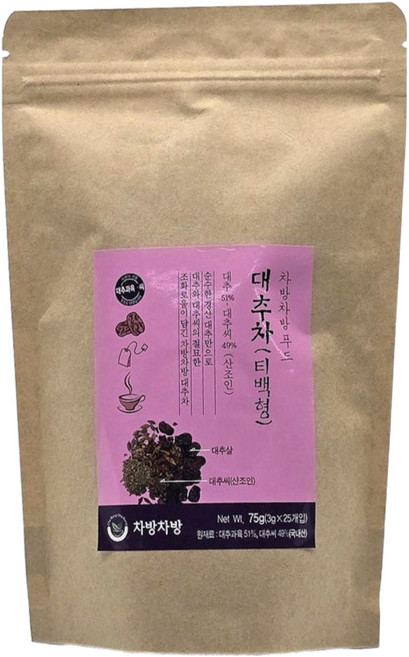국내산 대추 씨앗 담은 대추차 75g, 1박스, 25개입