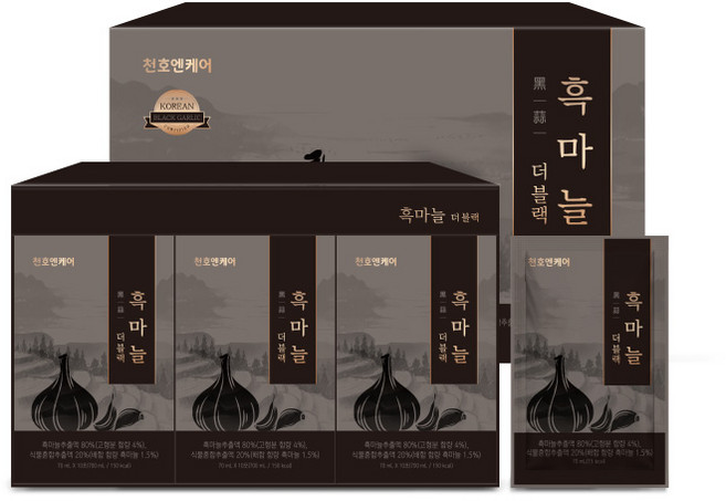천호엔케어 흑마늘 더 블랙 30포 국산 흑마늘추출랙 서리태 흑미 흑임자 숙지황 흑보리 함유 블랙푸드 음료 부모님 추석 설 명절 건강 선물세트, 2.1L, 4개