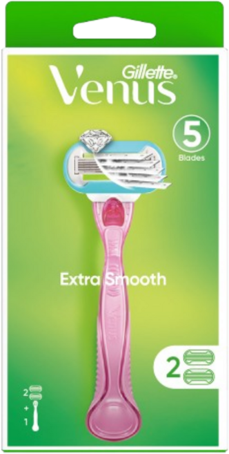 비너스 엑스트라 스무스 면도기 핸들1 + 날2, 1개, 1세트