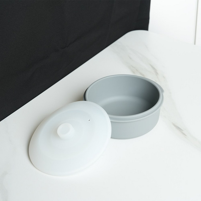 꿈꾸는리빙 국산 실리콘 계란찜기 전자레인지 용기 무독성 찜기 주방용품, 소형 원형 1P / 바디:그레이 / 뚜껑:반투명, 1개