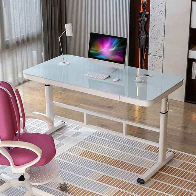 높이조절 가능 사무실 공부용 다용도 컴퓨터 책상 작업 테이블, C+서랍