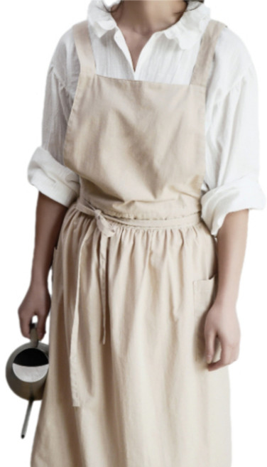 센스팟 프로방스 방수린넨 원피스 앞치마, 베이지, 1개
