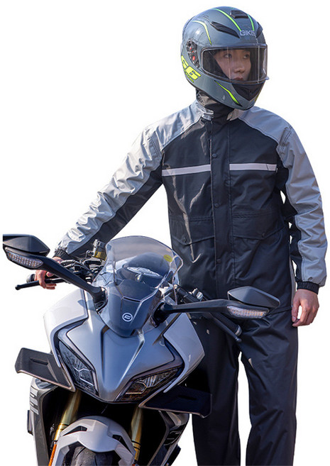 큰귀멍멍 초강력 방수 남성용 오토바이 자전거 낚시 등산 작업용 레인코트 비옷 우비 세트, 그레이