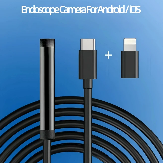 Type-C 내시경 카메라 1080P 2MP 1/3/5/10M 검사 안드로이드 IOS용 자동차 파이프라인 내시경(1516121186.., 05 1미터, 02 Soft Cable