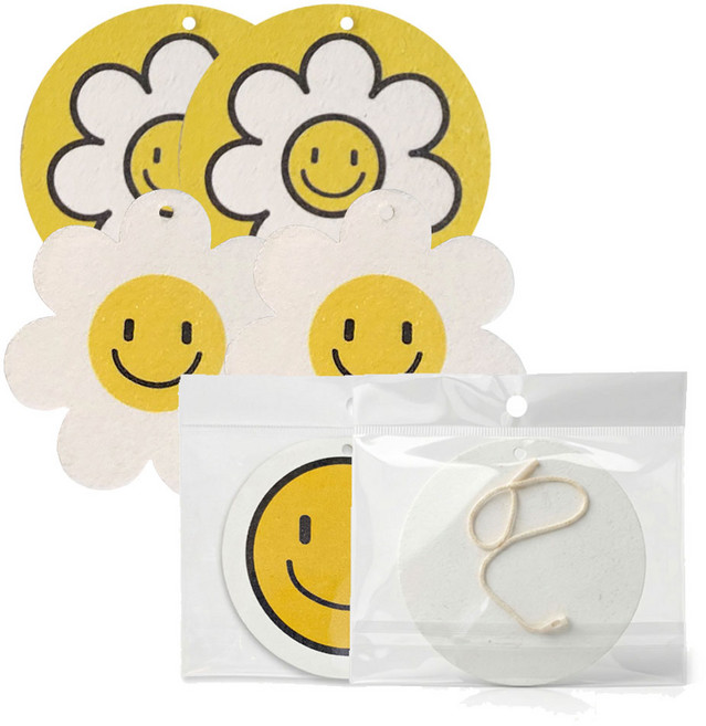 키친9단 식물성 제로웨이스트 셀롤로오스 압축 천연수세미 데이지 스마일 / 개별포장 / 3종 x 2, 1세트, 6개