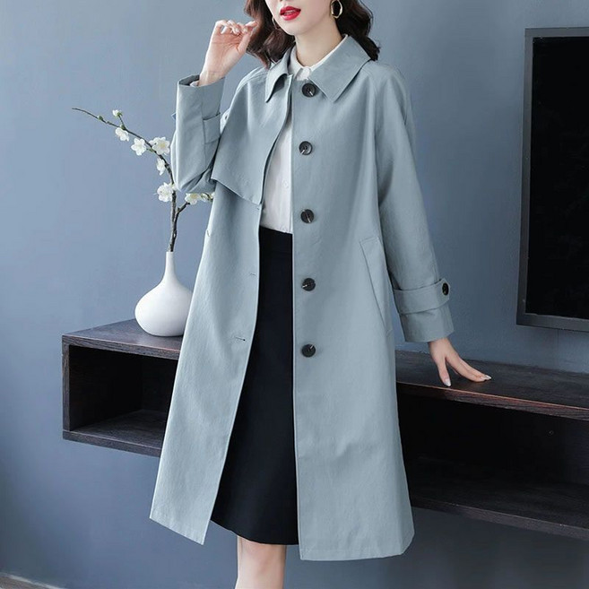 여성 트렌치 코트 봄가을 기본핏 가벼운 싱글버튼 단정한 출퇴근 아우터