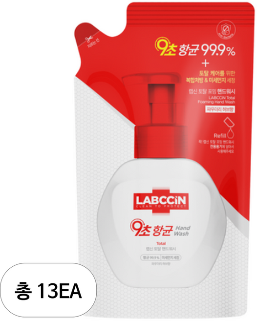 랩신 토탈 포밍 핸드워시 리필 파우더리허브향, 450ml, 13개