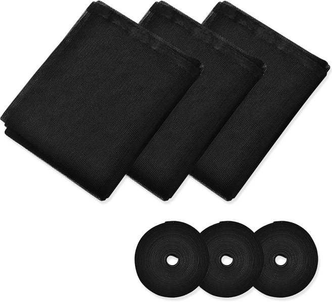 리빙로드 간편설치 벨크로 모기장 방충망, 블랙, 3개