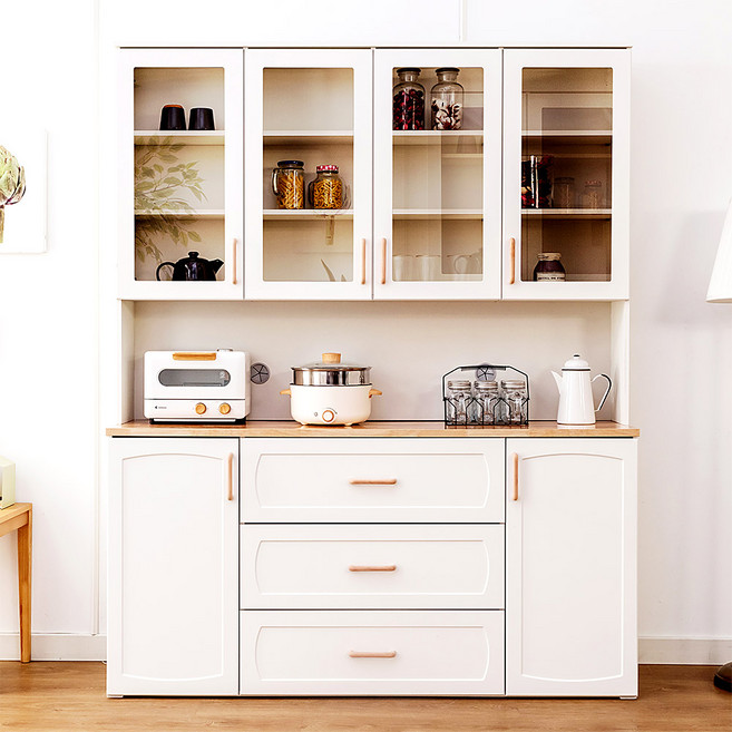 호두데코 데일리 1600 주방 수납장(서랍형)+상부수납장, 크림화이트
