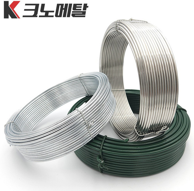 아연 스텐레스 PVC코팅 철사 500g 철선 백선 스테인리스 와이어 에폭시 코팅선 묶음 결속, 아연도금철사[연선] 500g, 2.6mm-12미터, 1개