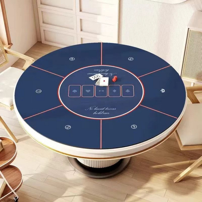 보드게임 홀덤 매트 카드게임 테이블 포커 탁자 원형, 90x90cm, 1개, 메이플블루 6인용 테이블