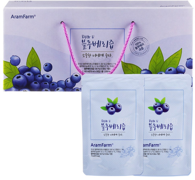 아람농장 블루베리즙 원액, 70ml, 30개