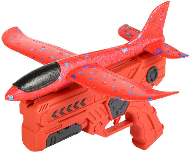 彈射飛機槍 兒童戶外玩具 親子互動遊戲 安全耐用材質 簡單易操作, 紅色, 1個
