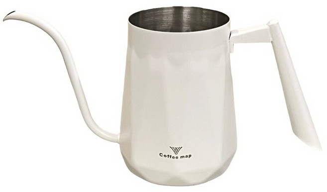 Coffee map 鑽石手沖壺 380ml 6mm 掛耳咖啡細口壺, 白色, 1個