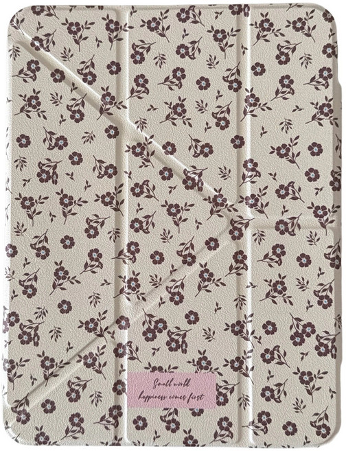 슈퍼리더 스마트 커버 Y형 아이패드 케이스 펜슬 수납 반투명 태블릿PC 보호케이스, 1개, 작은 꽃