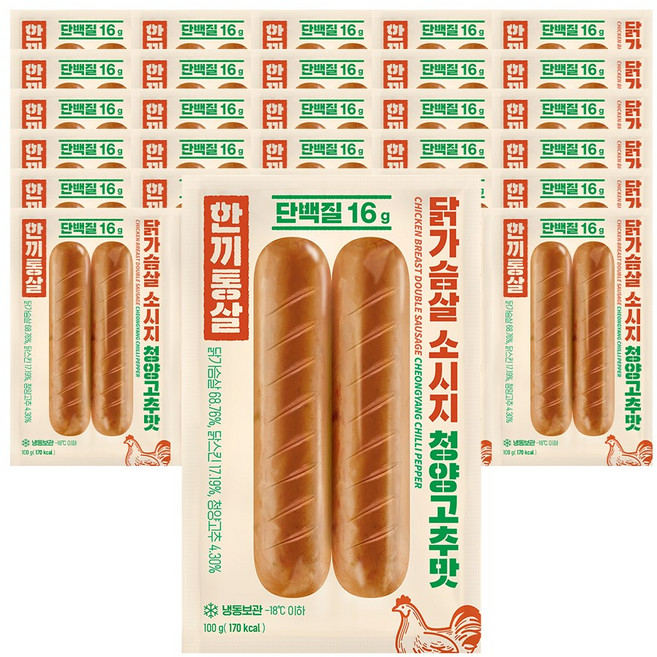 한끼통살 닭가슴살 소시지 더블 청양고추맛 30개입, 30개, 100g