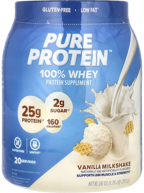 Pure Protein 100% 유청 단백질 바닐라 밀크셰이크 793g(1.75lb), PureProtein100유청단백질바닐라밀크셰이크793, 1개, 793g - 쿠팡