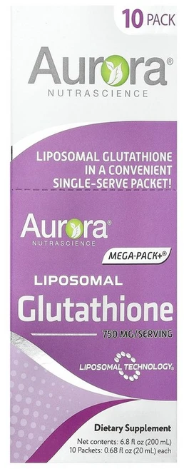 Aurora Nutrascience Mega-Pack+® Liposomal Glutathione 10 Packets 0.68 fl oz 20 ml Each - 쿠팡