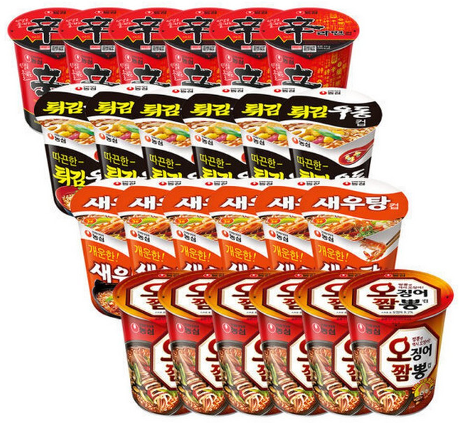 신라면+튀김우동+새우탕+오짬뽕 6입4개(총24개), 4개