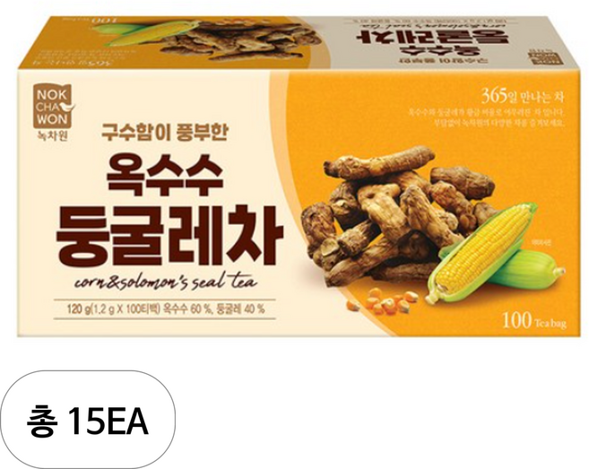 녹차원 옥수수 둥굴레차, 1.2g, 100개입, 15개