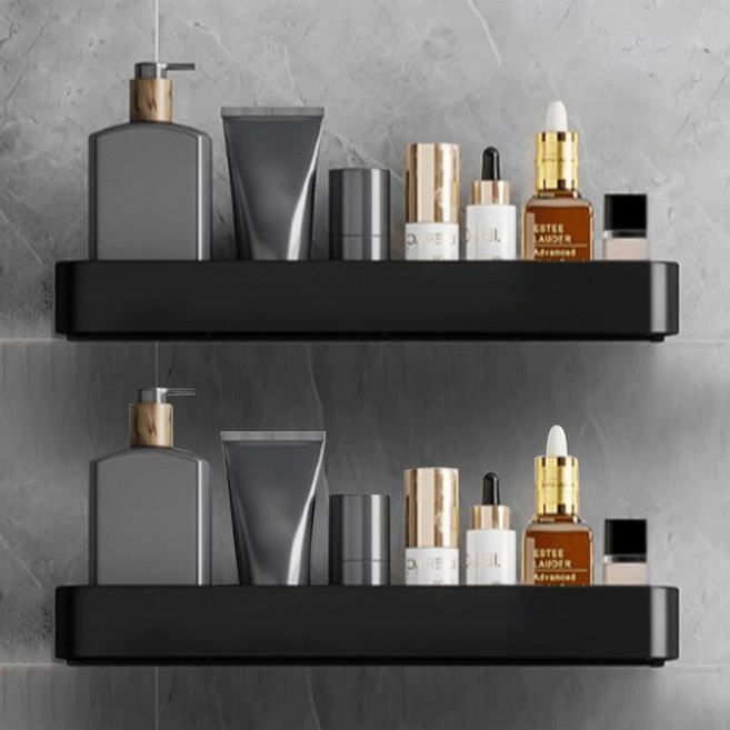 프레이나 무타공 욕실선반 다용도 알루미늄 화장실 일자 선반, 40cm, 2개, 블랙 (기본형)