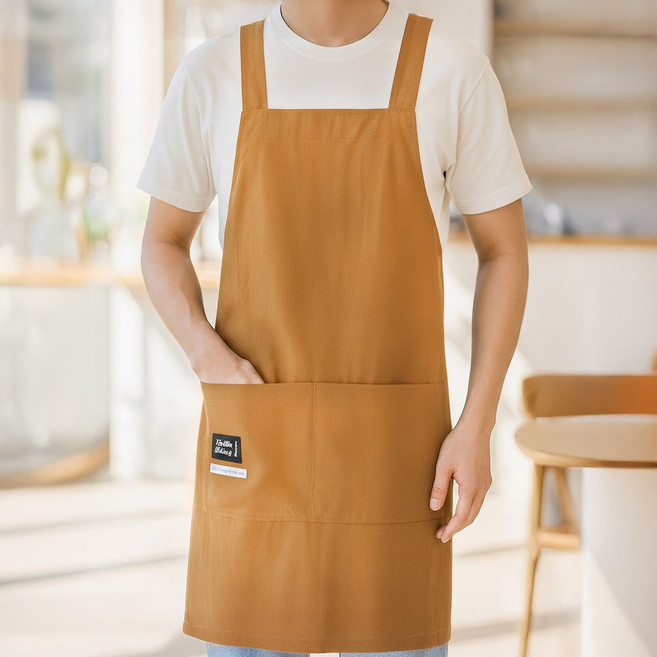 룸잇 방수 편한 카페 캠핑 공방 앞치마, 1개, 머스터드