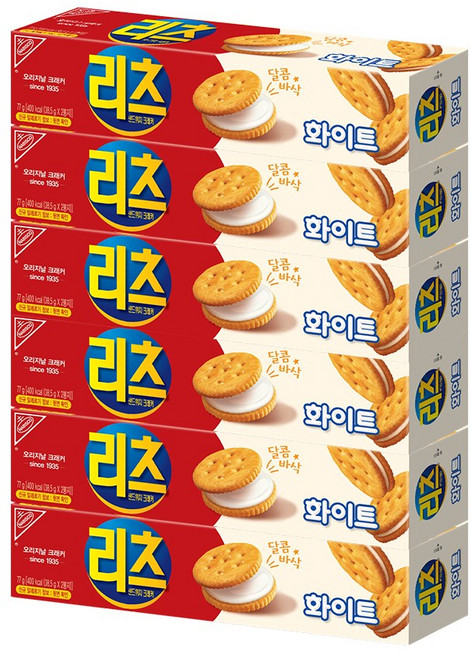리츠 샌드위치 크래커 화이트 77g, 6개