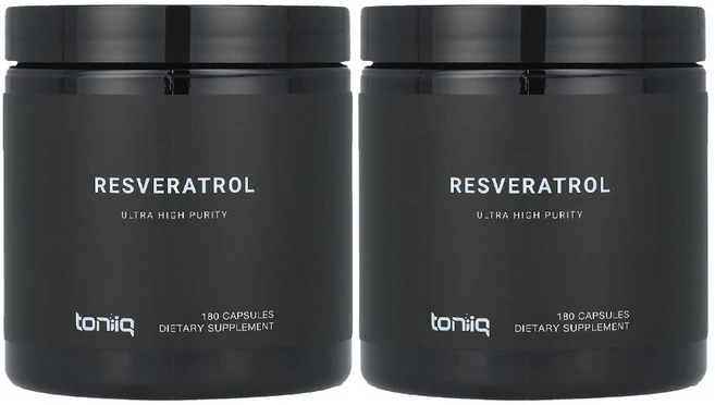 Toniiq 트랜스 레스베라트롤 효능 resveratrol 600mg 180캡슐 2병, 120g, 180정 - 쿠팡
