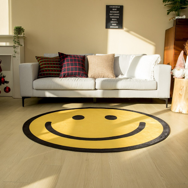 엄마가만든집 극세사 스마일 원형러그