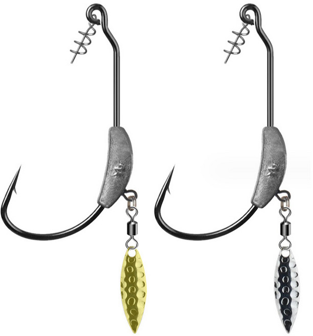 (행운을파는낚시) i 스핀 블레이드훅 웨이트 훅 스프링 락 스피너 블레이드 벌크 배스 바늘, 1세트, 3개입