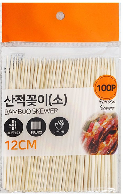 산적꽂이 소형 12cm 100개입 대나무 꼬지 꼬치 꼬챙이, 1개