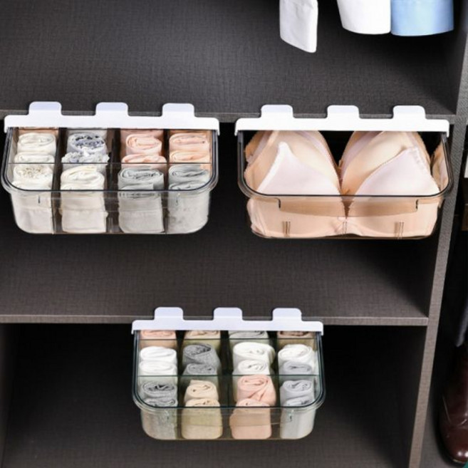 의류장속 언더서랍 양말 속의류 소품 정리함 틈새수납, 투명 브라운