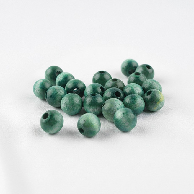 [10mm 구멍 소]국산 나무구슬 DIY 공예 재료 팔찌 키링 만들기 우드 비즈 80개입, 1세트, 나무구슬(구멍)-소10mm 비취(80개)