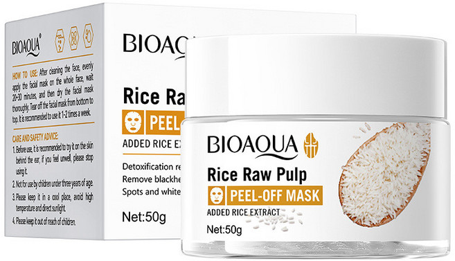 BIOAQUA 大米原漿 撕拉面膜 潔淨去黑頭鼻貼, 1個, ，購買即默認免責聲明且承擔責任]