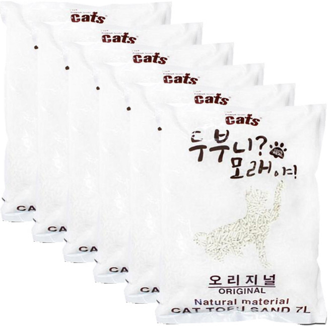 더캣츠 두부니 모래야 고양이 두부 모래 오리지널, 무향, 6개