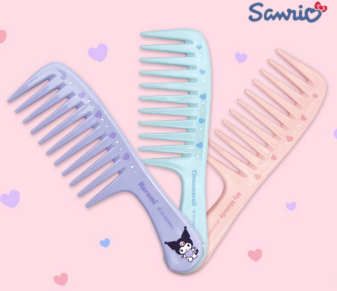 산리오 스몰 심플빗, 3개, 시나모롤 1 + 마이멜로디 1 + 쿠로미 1