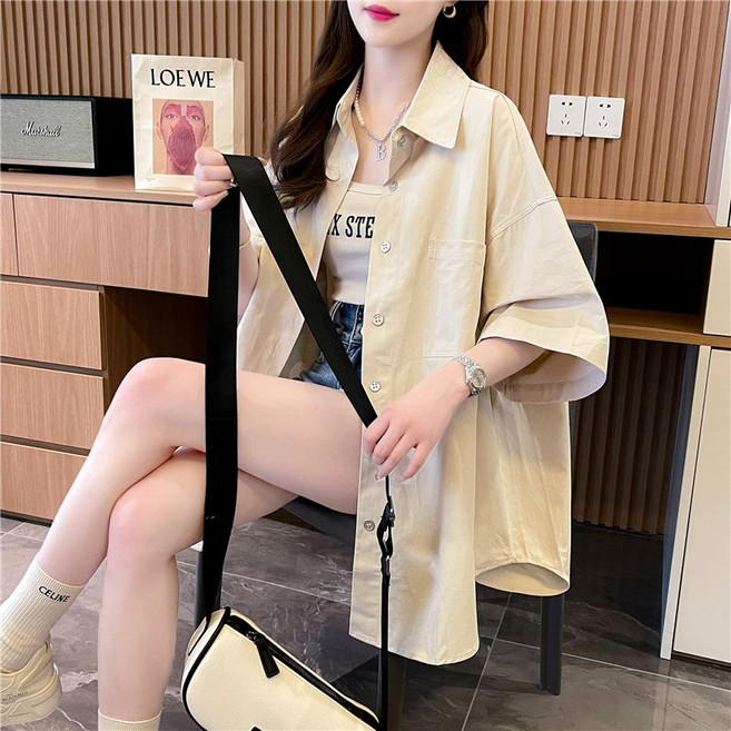 夏季薄款印花短袖襯衫外套