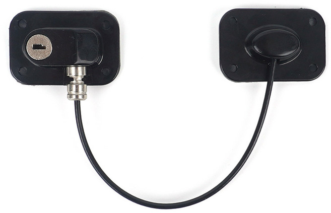 열쇠형 와이어 잠금장치 다용도 열림방지 서랍 도어락 안전, 1개