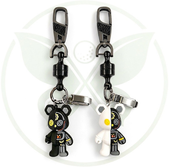 버디캐디샵 분리자석 퍼터키퍼 반반곰 가죽키링 분실방지 골프선물 캐디 필드용품(1개씩 포장), 블랙 반반곰, 1개