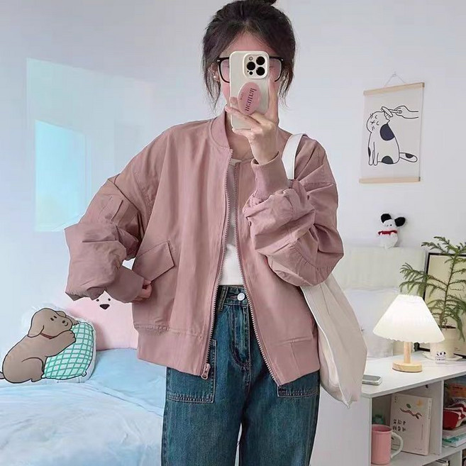 Neirny 여성 야구 점퍼 봄가을 간절기 고급 스타일리쉬 아우터 슬림핏 긴팔 트렌드 야구복 오버핏 아우터 바람막이 코트