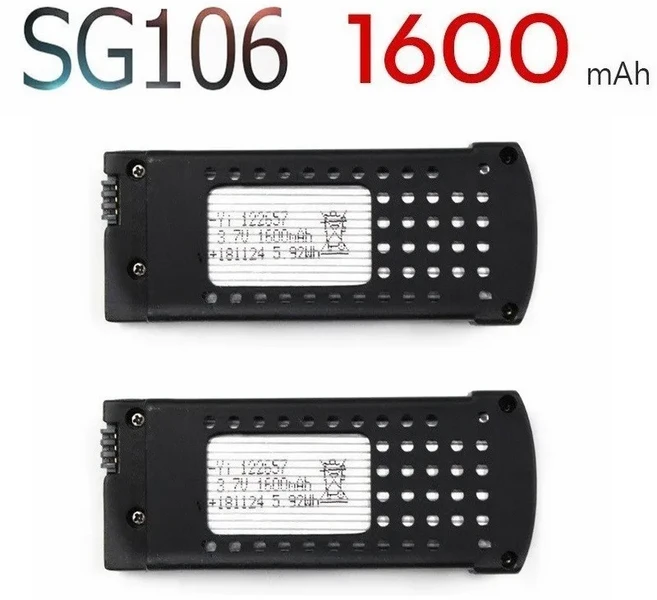 RC 헬리콥터 드론용 Lipo 배터리 충전기 세트 SG106 쿼드콥터 예비 부품 3.7V 충전식 1600mAh, 03 2PCS
