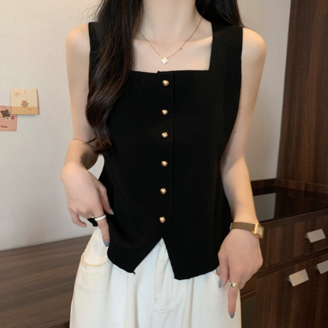 더블제이플러스 1154 여성 스퀘어넥 슬림핏 루즈핏 민소매 조끼 나시티